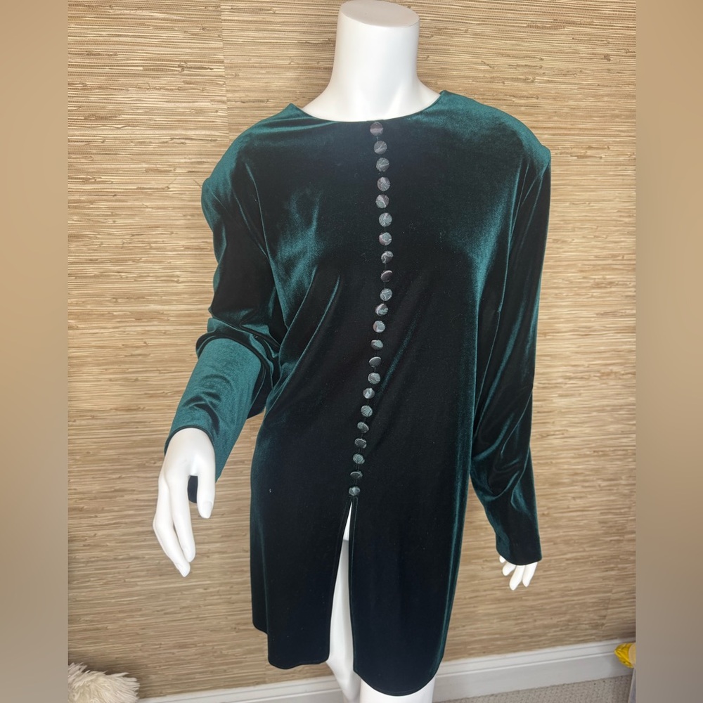 Vintage Plus Size Teal Velvet Tunic Top